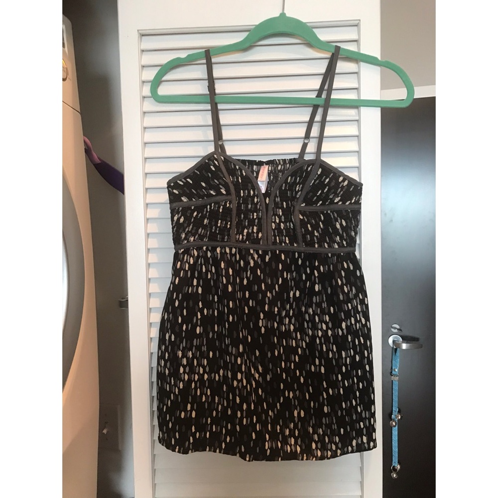 Smocked Black printed camisole